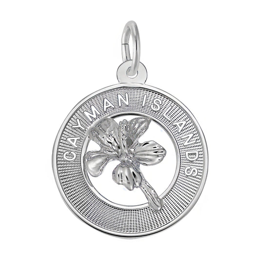 Grand Cayman Hibiscus Ring Charm - Metal - Sterling Silver