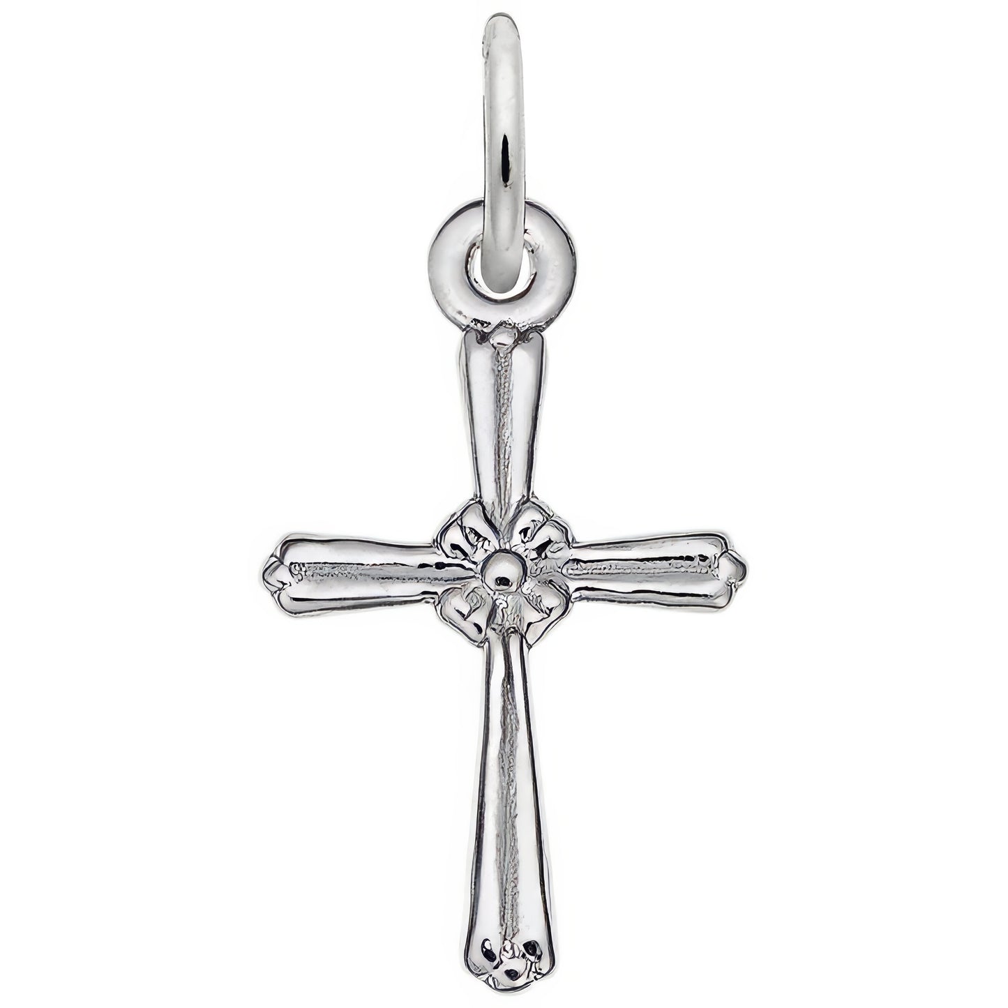 Textured Cross Charm - Metal - Sterling Silver