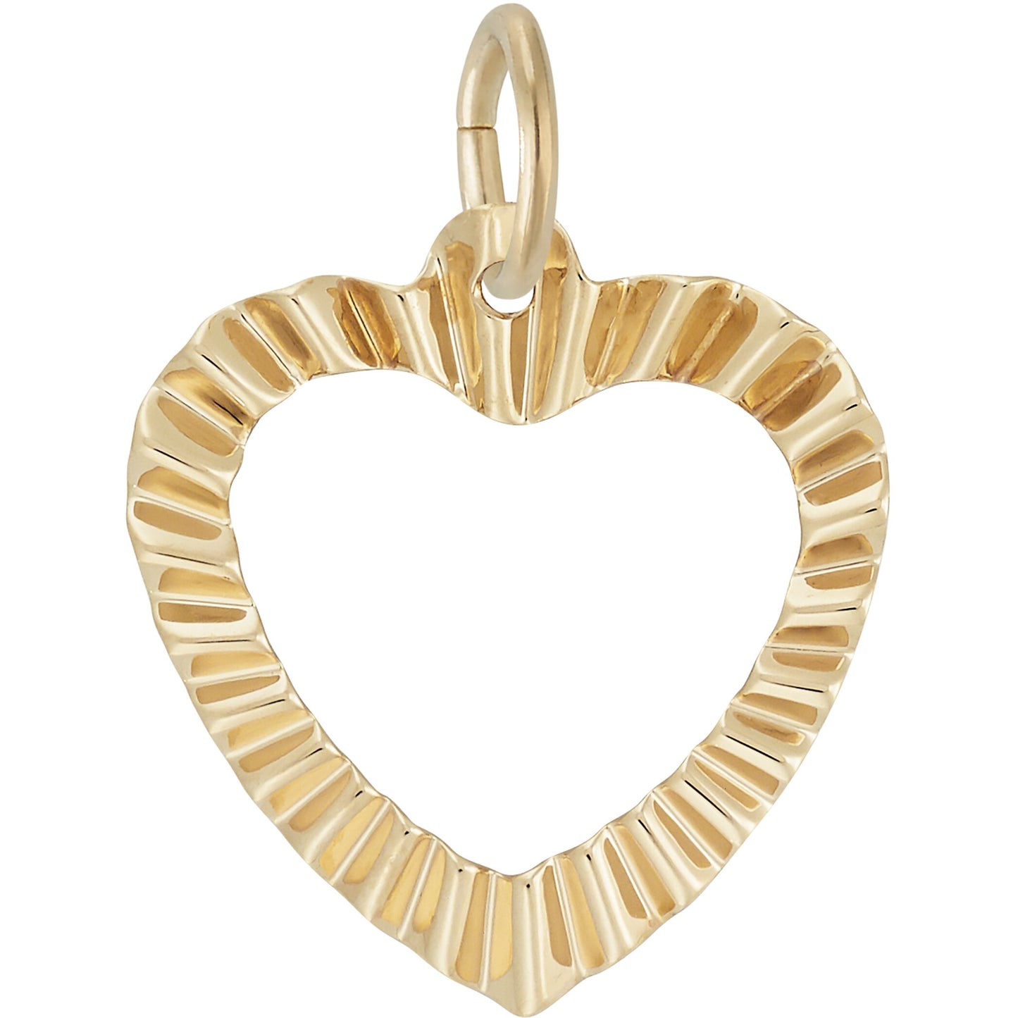 Ruffled Heart Charm - Metal - Sterling Silver