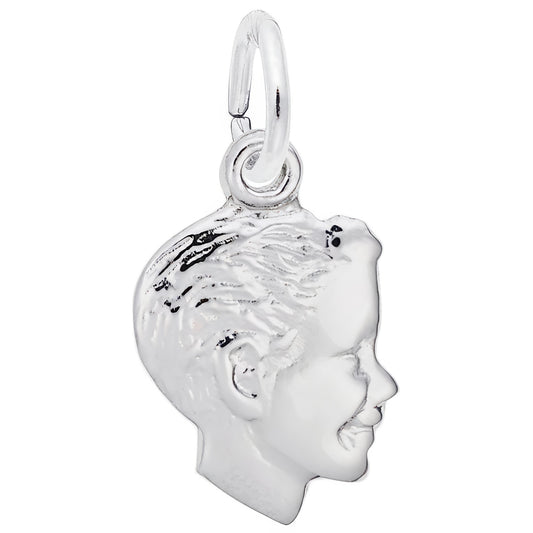 Sterling Silver Boys Head Charm - 11mm x 9mm