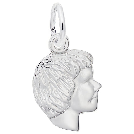 Sterling Silver Girls Head Charm - 11mm x 9mm