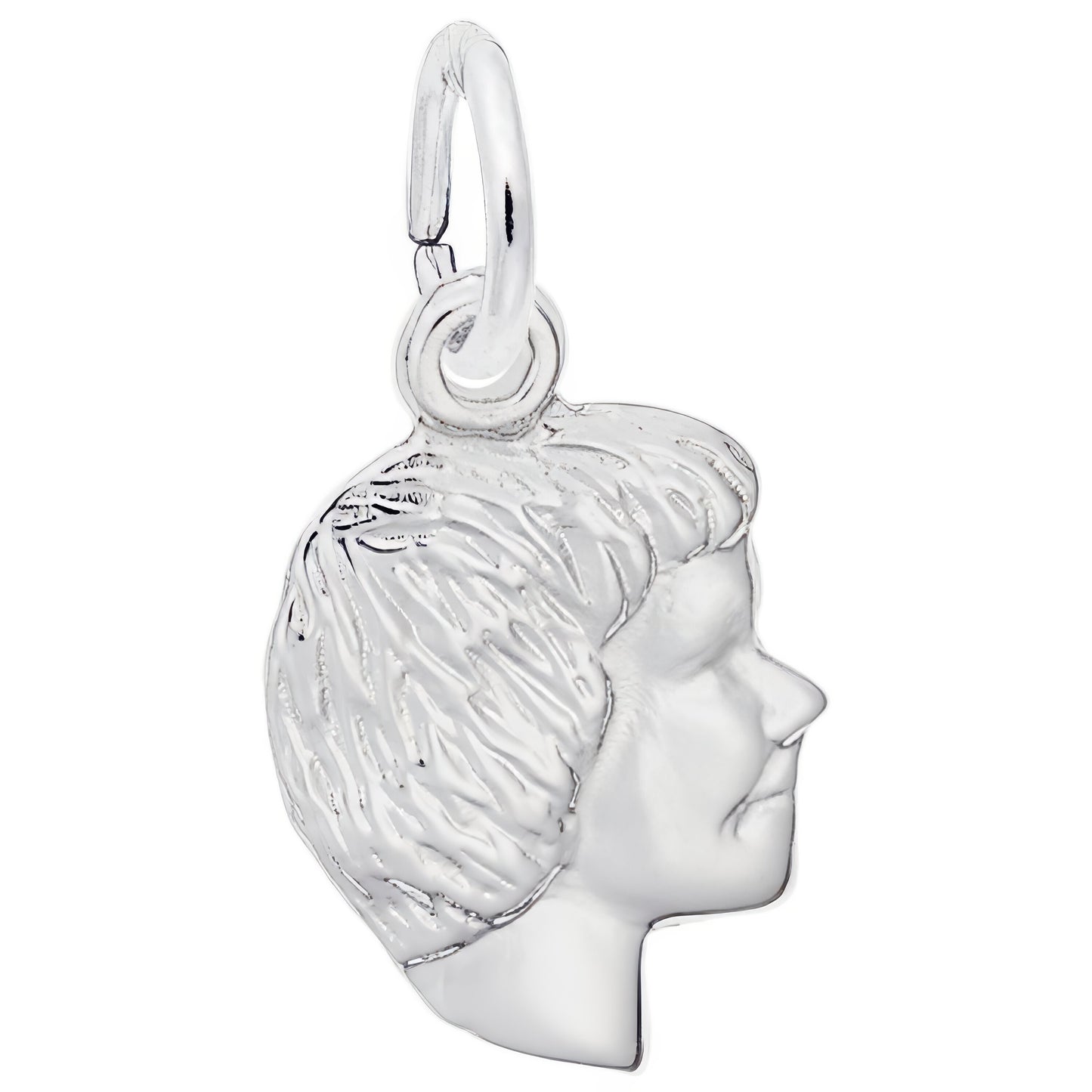 Sterling Silver Girls Head Charm - 11mm x 9mm