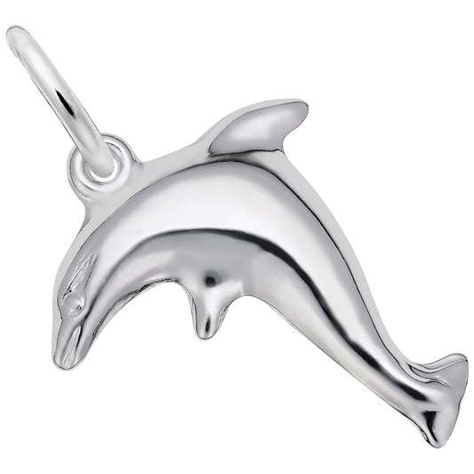 Standing Dolphin Charm - Metal - Sterling Silver