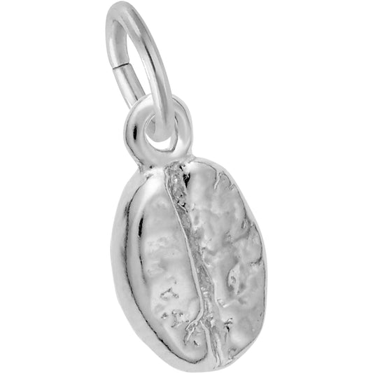 Coffee Bean Charm - Metal - Sterling Silver
