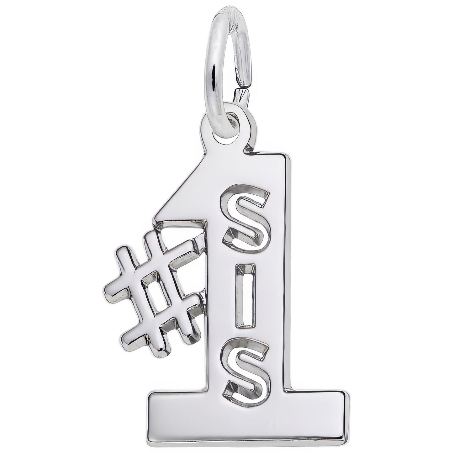 Sterling Silver #1 Sis Charm - 14mm x 12mm