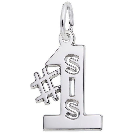 Sterling Silver #1 Sis Charm - 14mm x 12mm