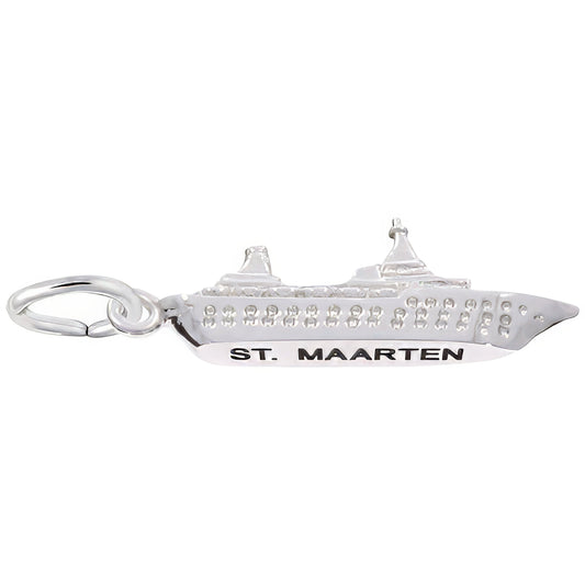 St. Maarten Cruise Ship Charm - Metal - Sterling Silver