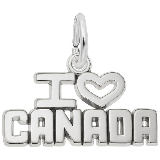 I Love Canada Charm - Metal - Sterling Silver