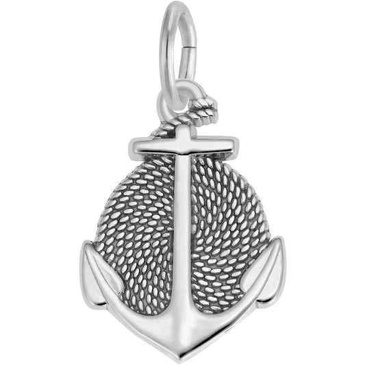 Rope Circle Anchor Charm - Metal - Sterling Silver