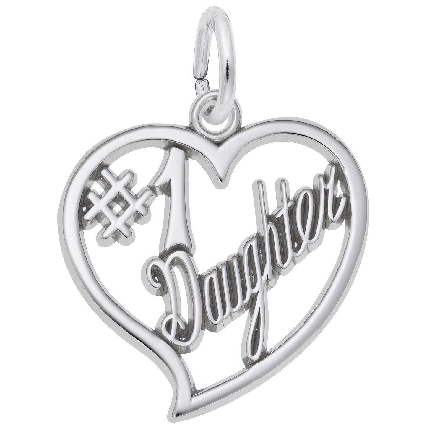 Sterling Silver #1 Daughter Charm - 18mm x 19mm
