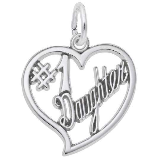 Sterling Silver #1 Daughter Charm - 18mm x 19mm