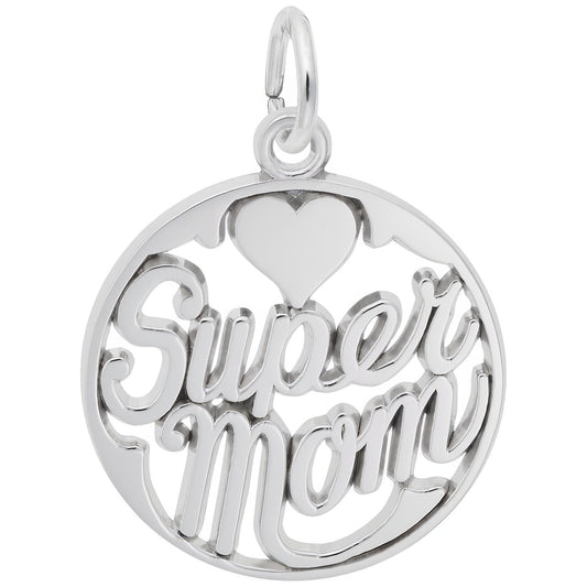 Sterling Silver Supermom Charm - 18mm x 18mm