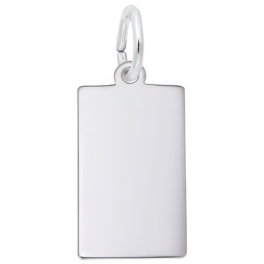 Sterling Silver Small Rectangle Dog Tag Charm