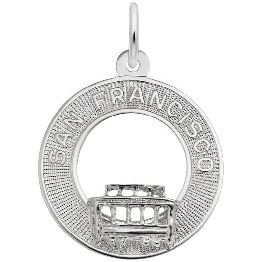San Francisco Cable Car Ring Charm - Metal - Sterling Silver