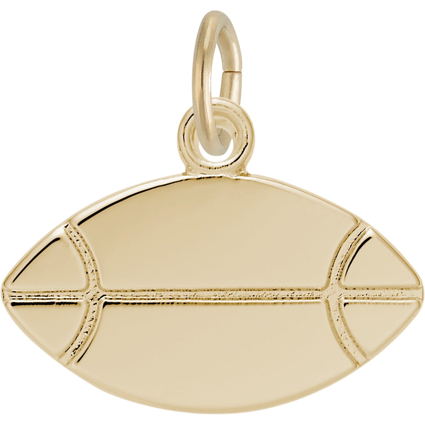 Flat Rugby Ball Charm - Metal - Sterling Silver