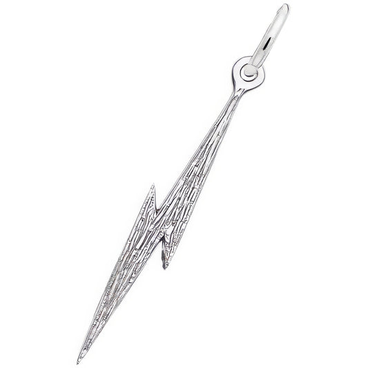 Sterling Silver Lightning Bolt Charm - 25mm x 6mm