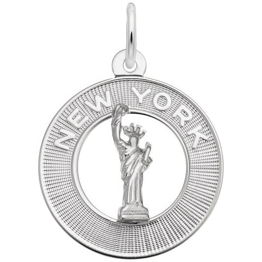 New York Statue of Liberty Ring Charm - Metal - Sterling Silver