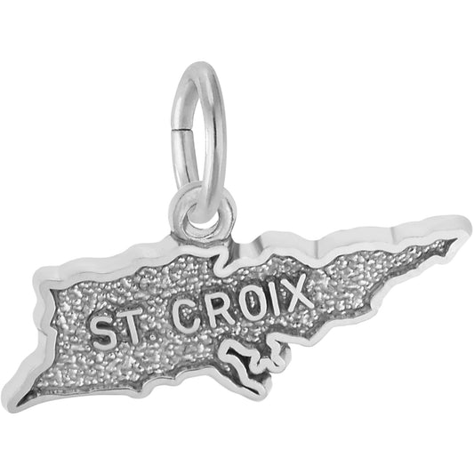 St. Croix Map Charm - Metal - Sterling Silver