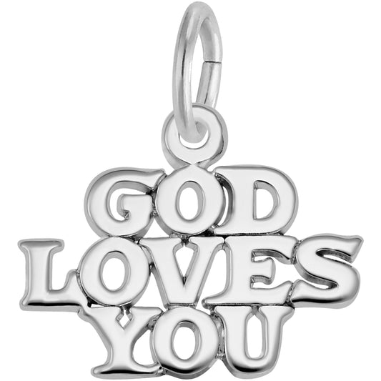 Sterling Silver God Loves You Charm