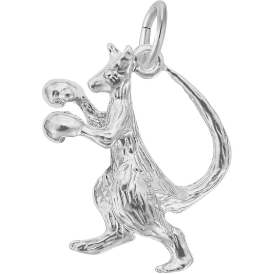 Boxing Kangaroo Charm - Metal - Sterling Silver