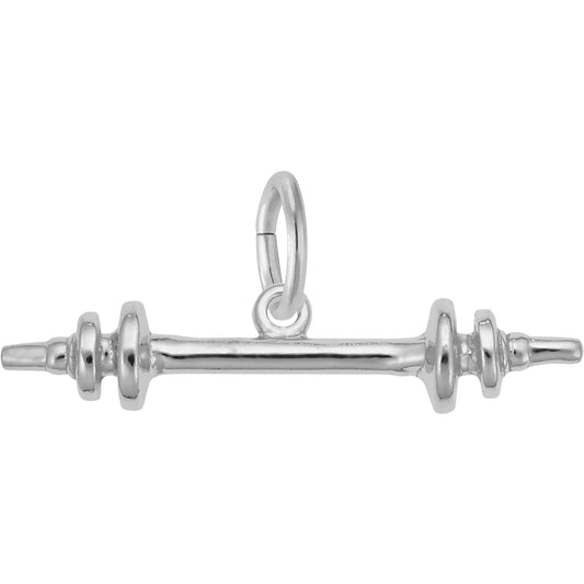 Weightlifting Barbell Charm - Metal - Sterling Silver