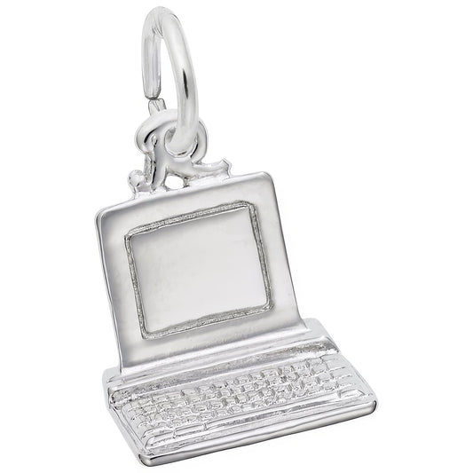 Desktop Computer Charm - Metal - Sterling Silver