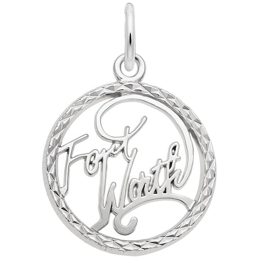 Fort Worth Faceted Charm - Metal - Sterling Silver