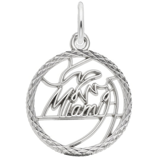Miami Faceted Charm - Metal - Sterling Silver