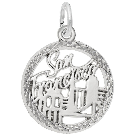 San Francisco Faceted Charm - Metal - Sterling Silver