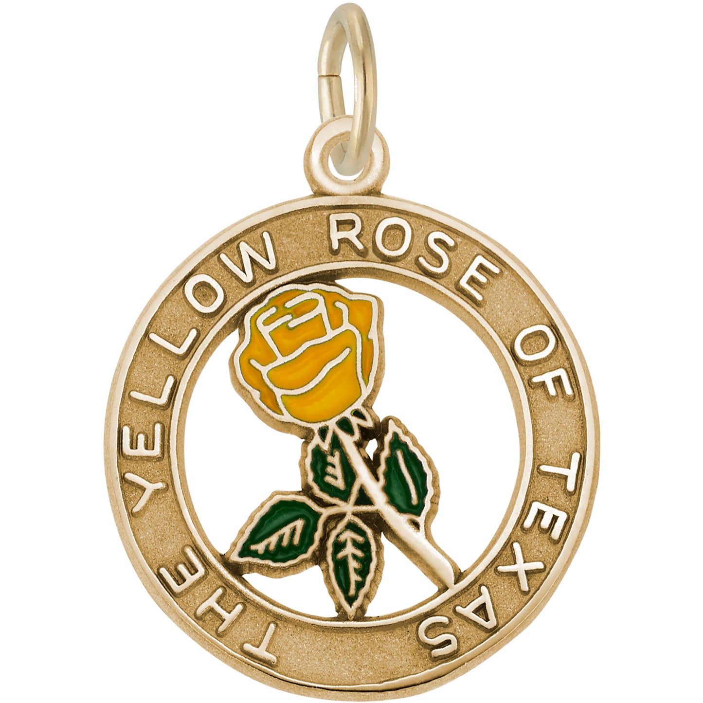Sterling Silver Texas Yellow Rose Charm - 19mm x 19mm