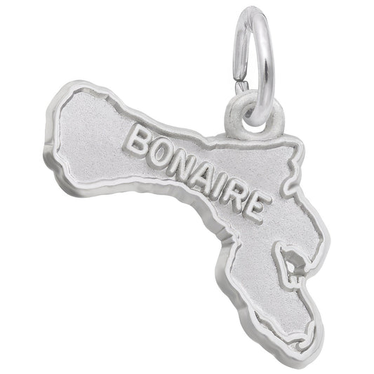 Bonaire Map Charm - Metal - Sterling Silver