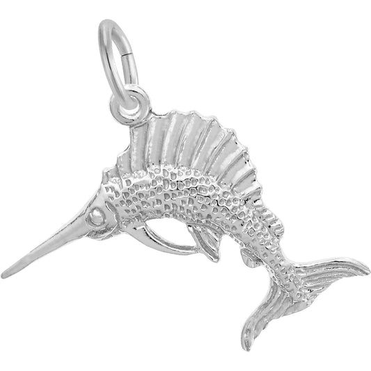 Sterling Silver Sailfish Charm - 11mm x 26mm