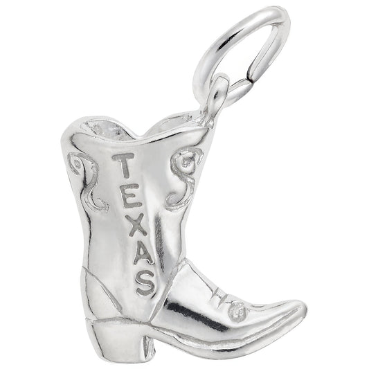 Texas Cowboy Boot Charm - Metal - Sterling Silver