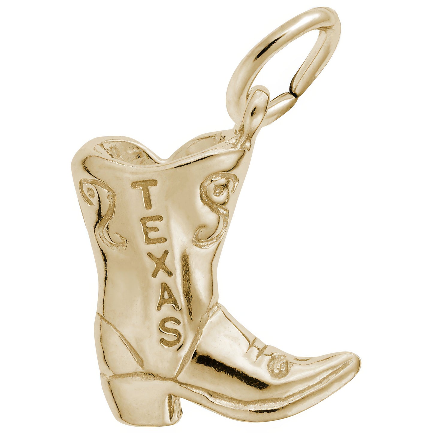 Texas Cowboy Boot Charm - Metal - Sterling Silver
