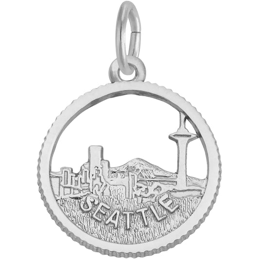 Seattle Skyline Open Charm - Metal - Sterling Silver