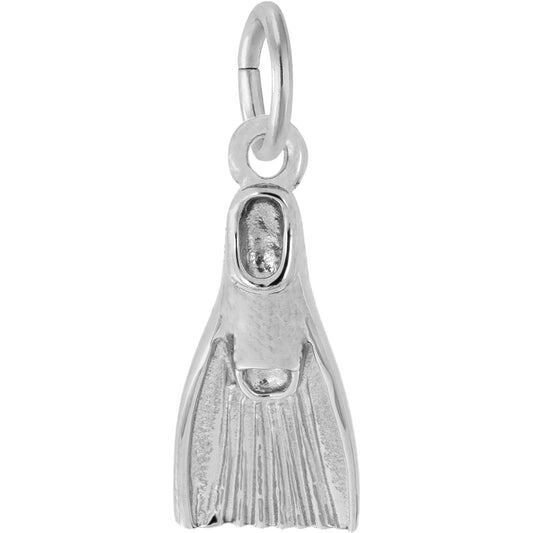 Swim Fin Charm, Sterling Silver