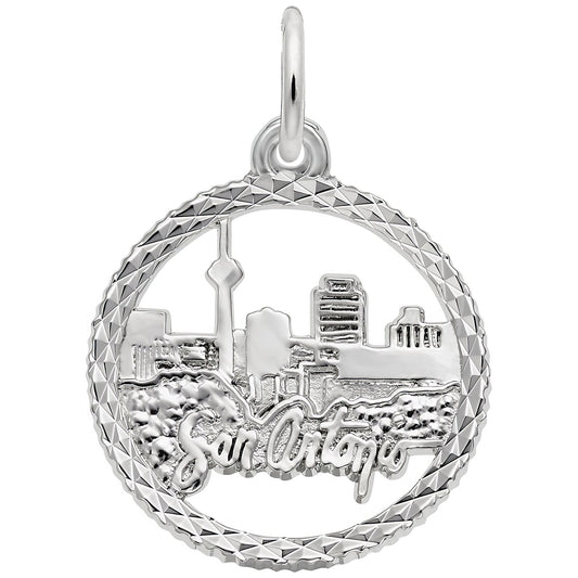 San Antonio Skyline Charm - Metal - Sterling Silver
