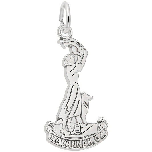 Sterling Silver Savannah Waving Girl Charm - 24mm x 13mm