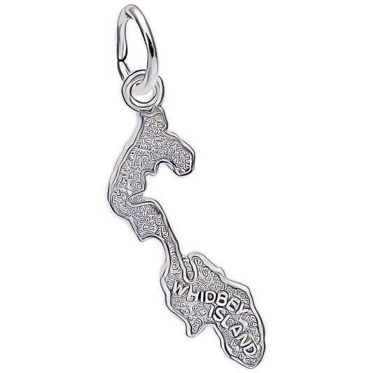 Whidbey Island Map Charm - Metal - Sterling Silver