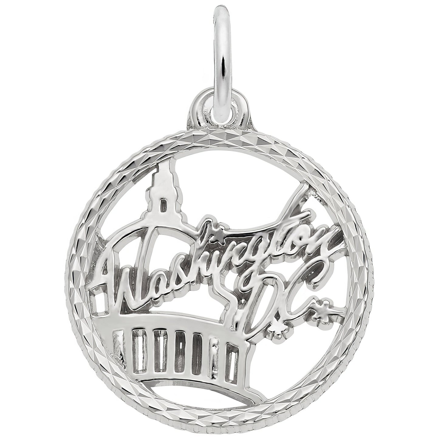 Washington DC Faceted Charm - Metal - Sterling Silver