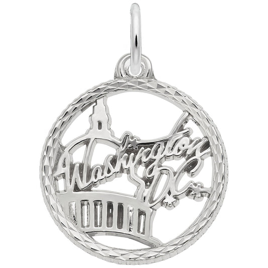 Washington DC Faceted Charm - Metal - Sterling Silver