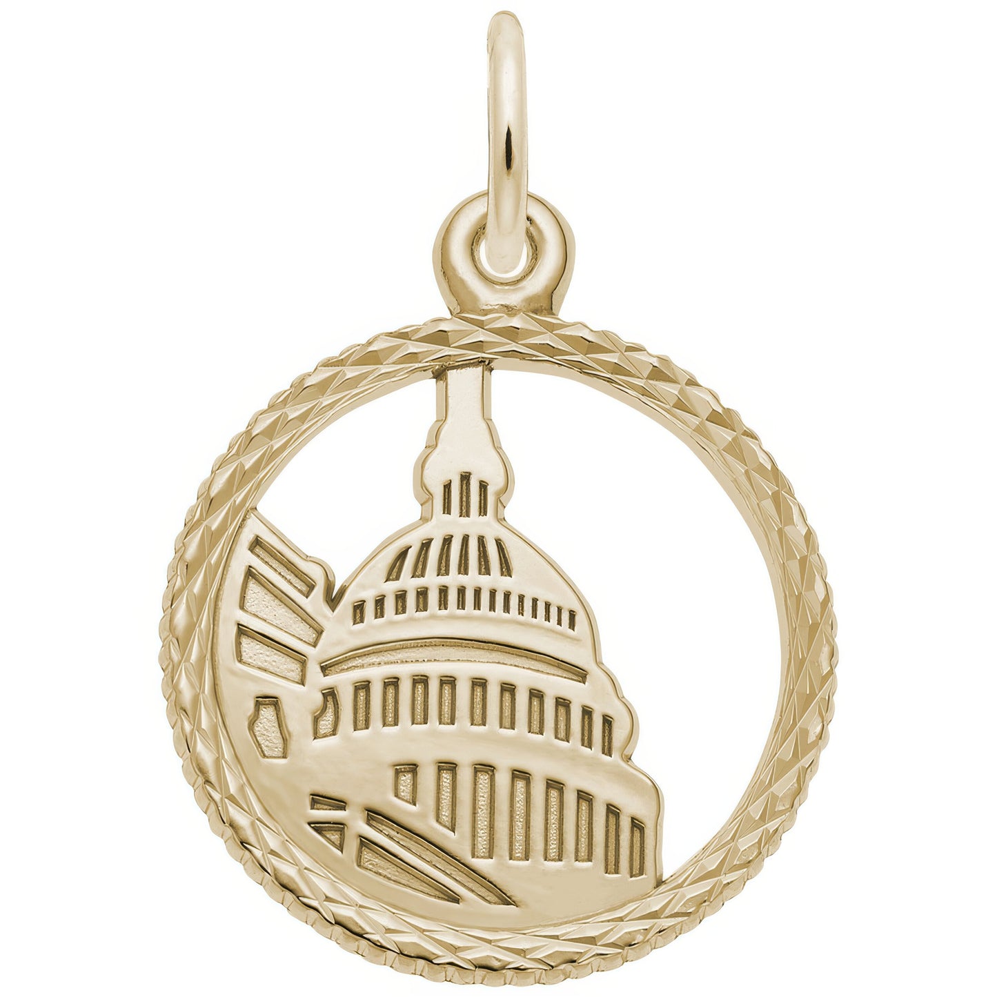 Capitol Building Faceted Charm - Metal - Sterling Silver