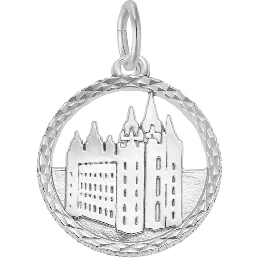 Mormon Temple Faceted Charm - Metal - Sterling Silver