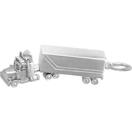 Tractor Trailer Charm - Metal - Sterling Silver