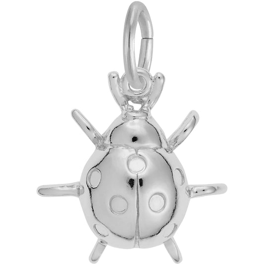 Detailed Ladybug Charm - Metal - Sterling Silver