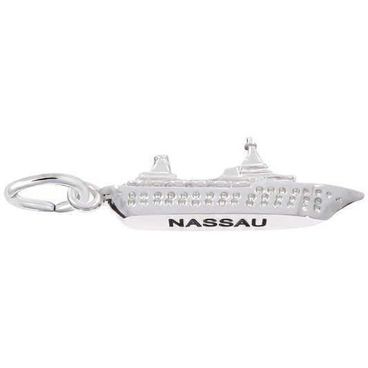 Sterling Silver Nassau Cruise Ship 3d Charm - 3mm x 22mm