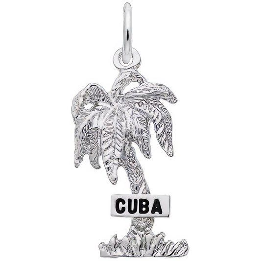Cuba Palm Tree Charm - Metal - Sterling Silver