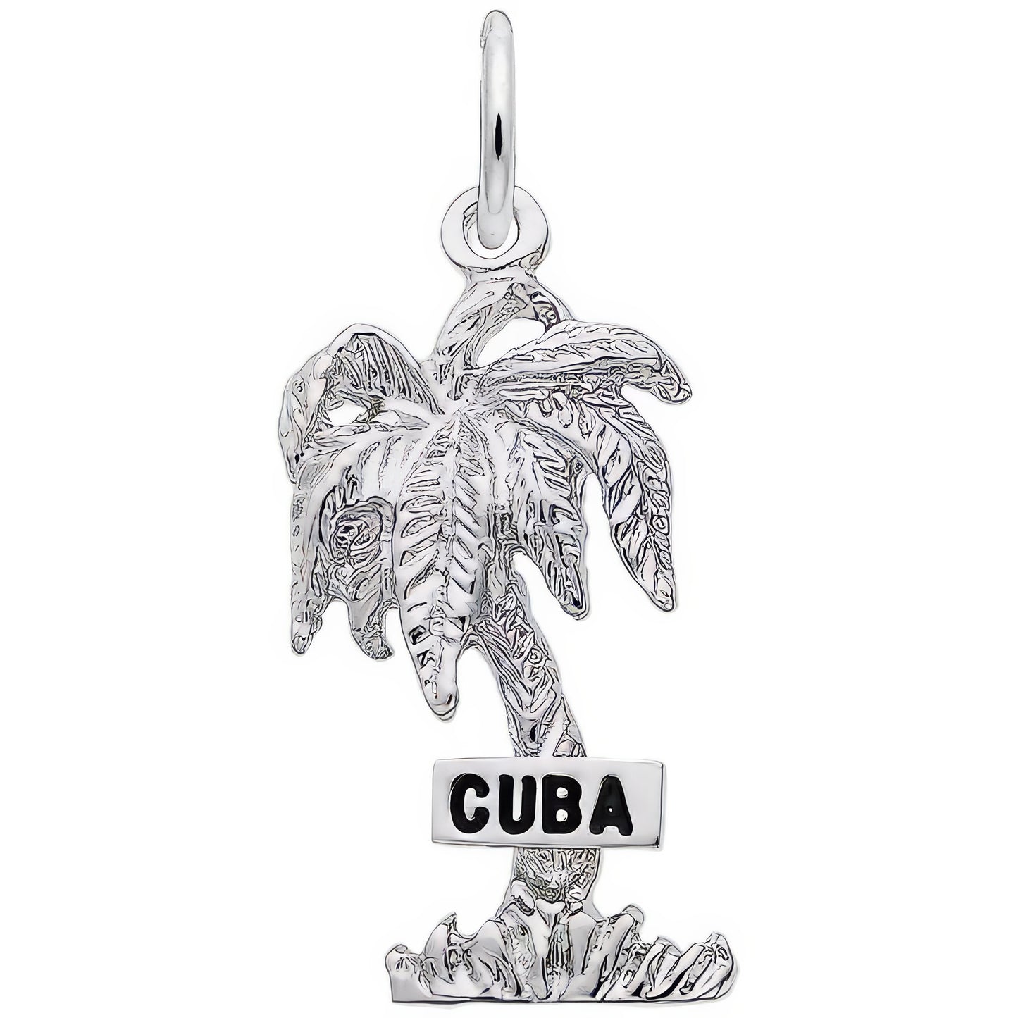 Cuba Palm Tree Charm - Metal - Sterling Silver