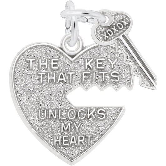 Sterling Silver Heart & Key Charm