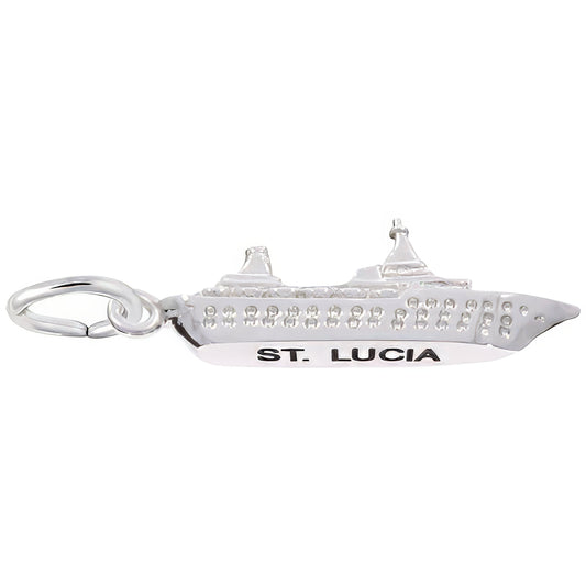 St. Lucia Cruise Ship Charm - Metal - Sterling Silver